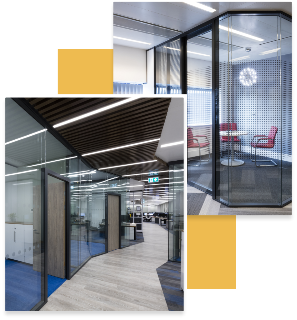 Fully glazed frameless partitioning