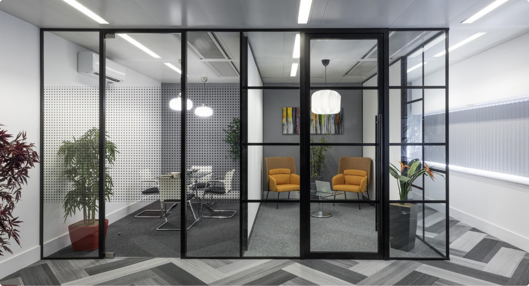 Acoustic glass doors for a high-end retail store